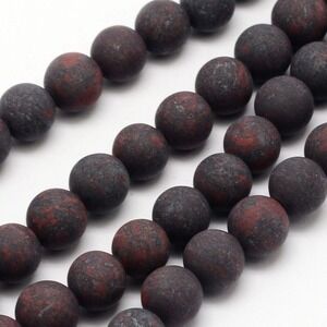 8MM Frosted Brecciated Jasper Beads-ONE Gemstone Bead Strand-Craft Supplies NWT